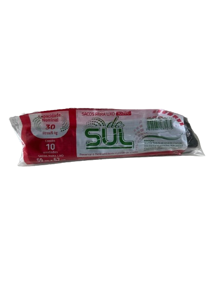 SACO DE LIXO 30 L PRETO EM ROLO C/ 10 UNIDADES
